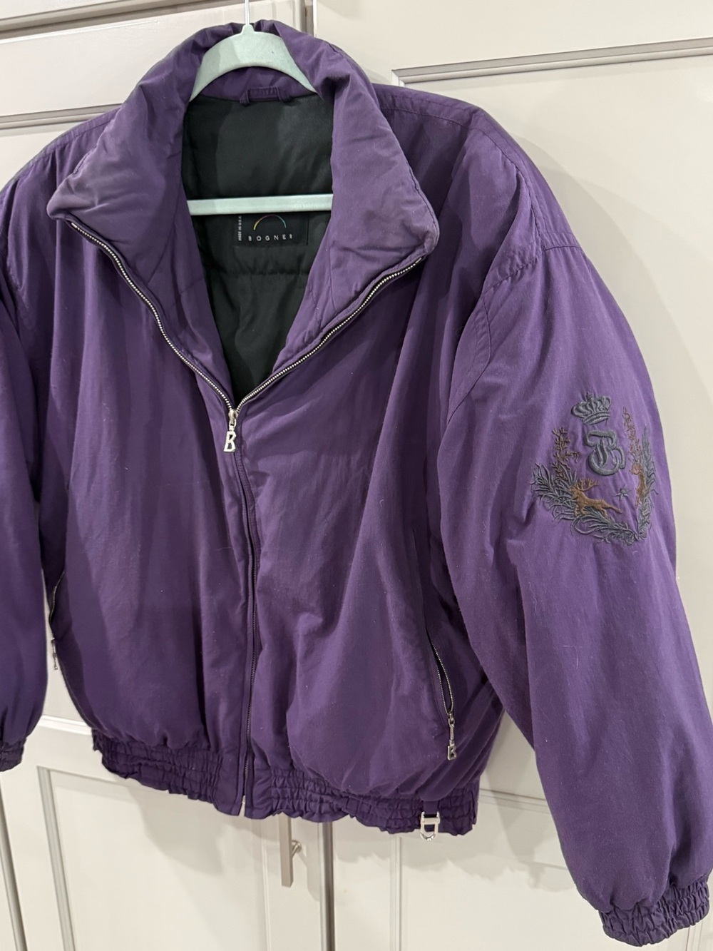 Bogner Vintage Purple Puffer Ski Jacket with Embroidered Sleeve woman’s size M